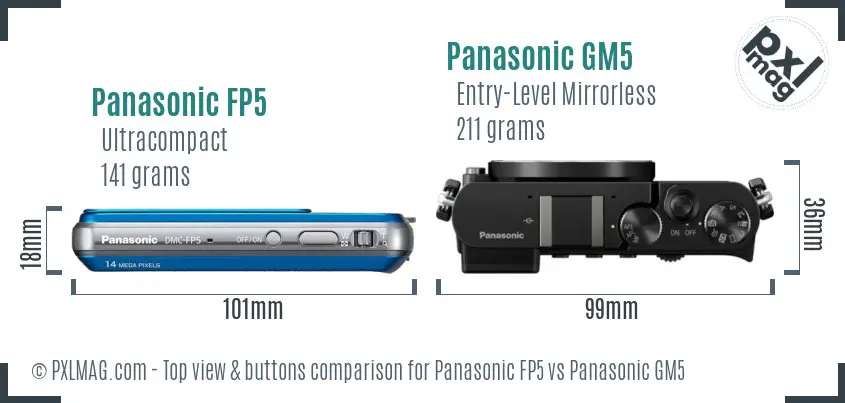 Panasonic FP5 vs Panasonic GM5 top view buttons comparison