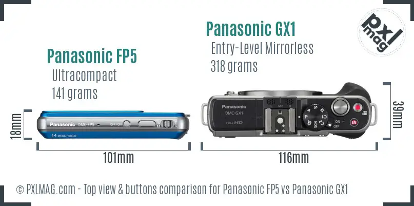 Top view design and control layout of Panasonic FP5 and GX1