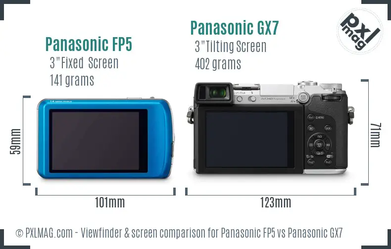 Panasonic FP5 vs Panasonic GX7 Screen and Viewfinder comparison