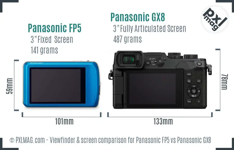 Panasonic FP5 vs Panasonic GX8 Screen and Viewfinder comparison