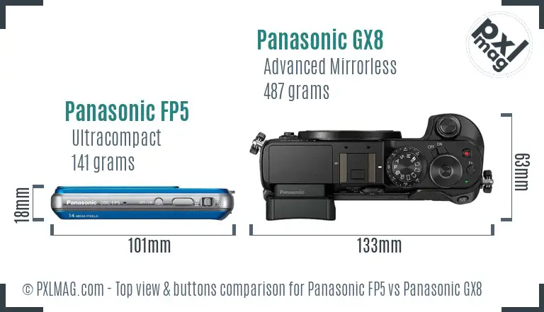 Panasonic FP5 vs Panasonic GX8 top view buttons comparison