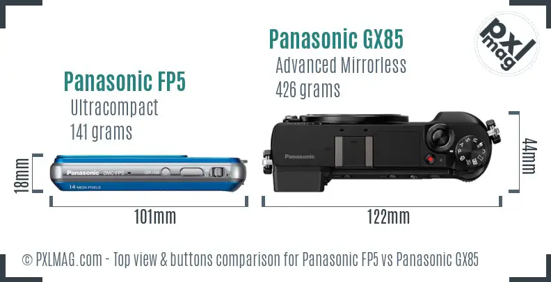 Panasonic FP5 vs Panasonic GX85 top view buttons comparison