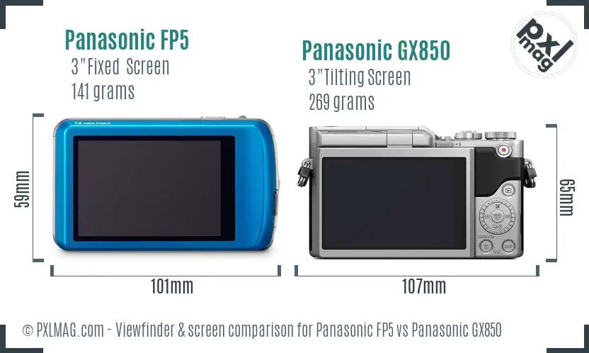 Panasonic FP5 vs Panasonic GX850 Screen and Viewfinder comparison
