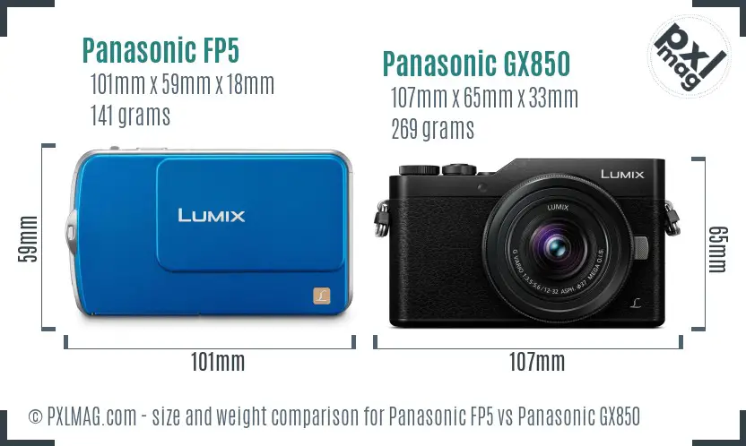 Panasonic FP5 vs Panasonic GX850 size comparison