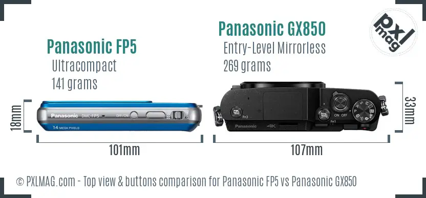 Panasonic FP5 vs Panasonic GX850 top view buttons comparison