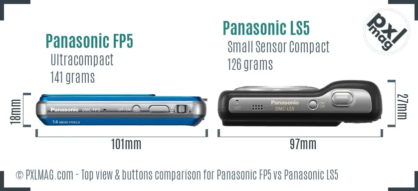 Panasonic FP5 vs Panasonic LS5 top view buttons comparison Panasonic FP5 vs Panasonic LS5 top view buttons comparison