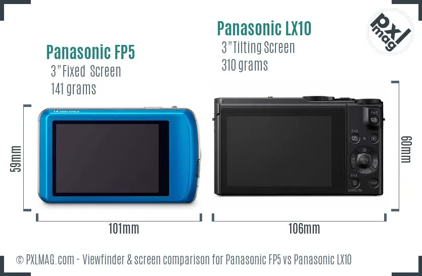 Panasonic FP5 vs Panasonic LX10 Screen and Viewfinder comparison Panasonic FP5 vs Panasonic LX10 Screen and Viewfinder comparison