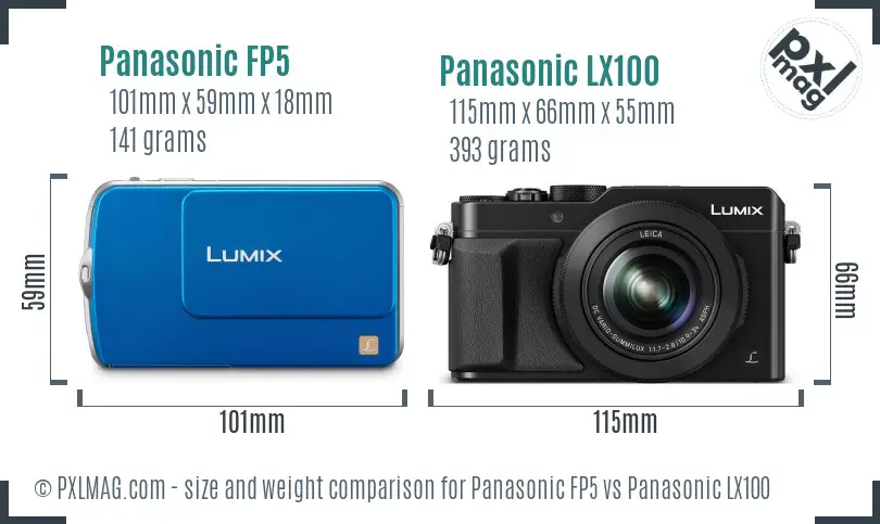 Panasonic FP5 vs Panasonic LX100 size comparison