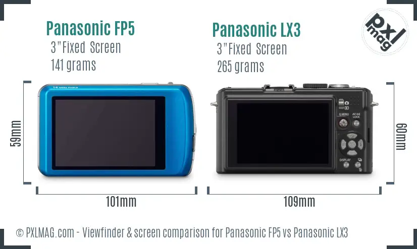 Panasonic FP5 vs Panasonic LX3 Screen and Viewfinder comparison