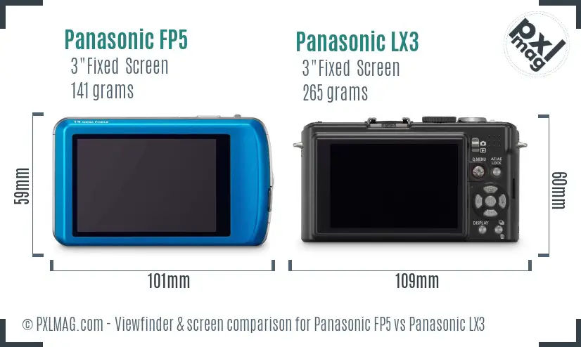 Panasonic FP5 vs Panasonic LX3 Screen and Viewfinder comparison Panasonic FP5 vs Panasonic LX3 Screen and Viewfinder comparison