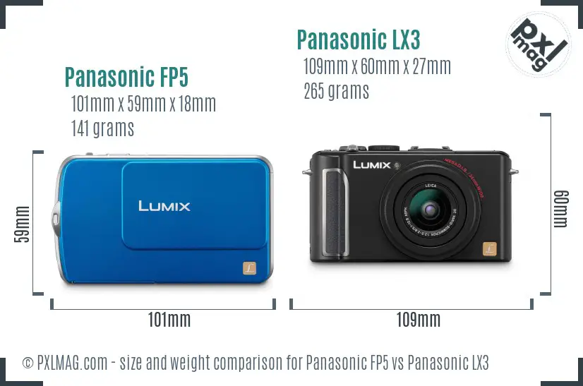 Panasonic FP5 vs Panasonic LX3 size comparison