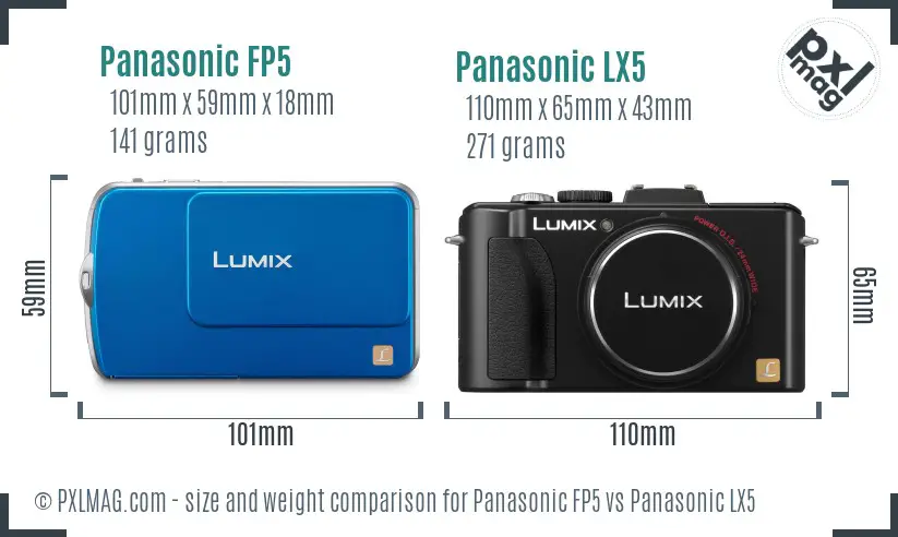 Panasonic FP5 vs Panasonic LX5 size comparison