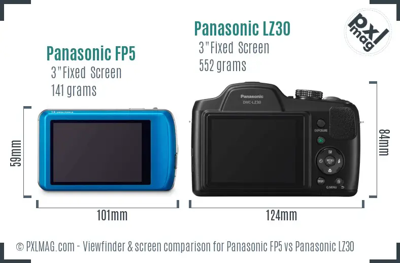 Panasonic FP5 vs Panasonic LZ30 Screen and Viewfinder comparison