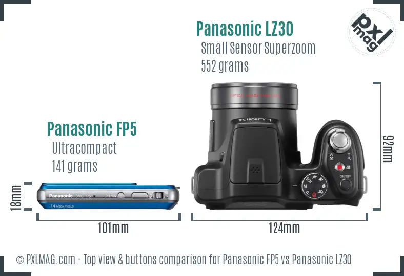 Panasonic FP5 vs Panasonic LZ30 top view buttons comparison