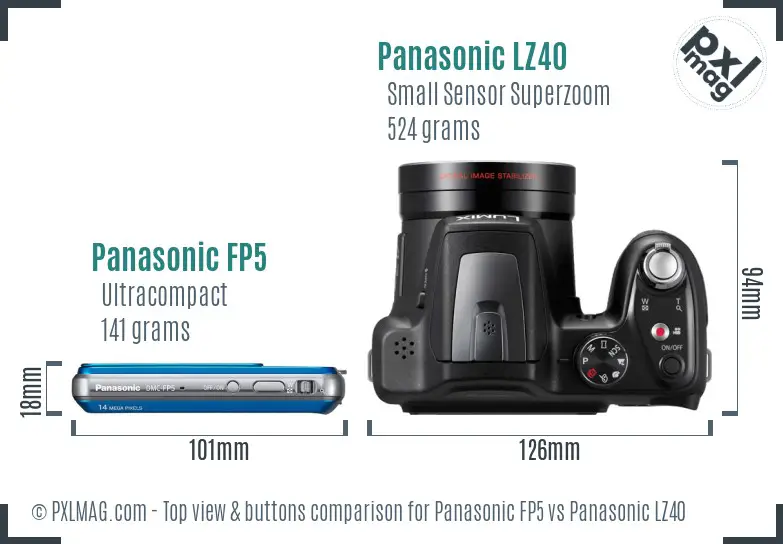 Panasonic FP5 vs Panasonic LZ40 top view buttons comparison