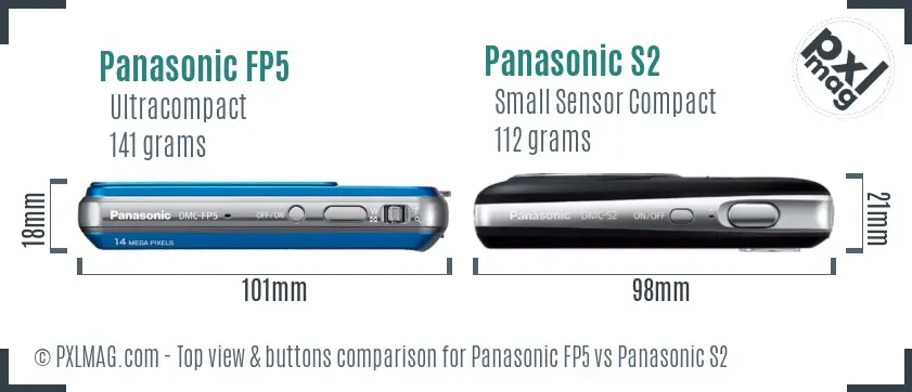 Panasonic FP5 vs Panasonic S2 top view buttons comparison Panasonic FP5 vs Panasonic S2 top view buttons comparison