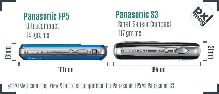 Panasonic FP5 vs Panasonic S3 top view buttons comparison