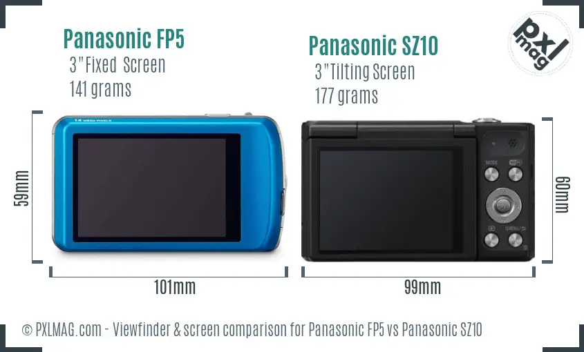 Panasonic FP5 vs Panasonic SZ10 Screen and Viewfinder comparison