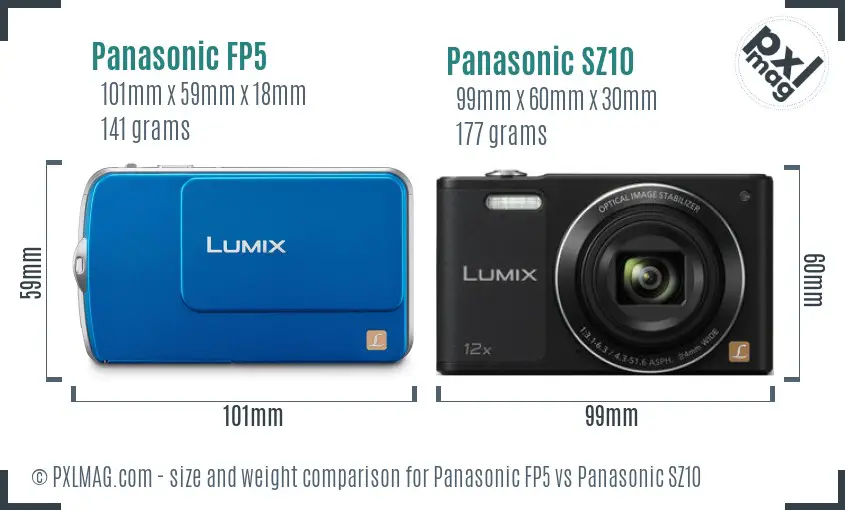 Panasonic FP5 vs Panasonic SZ10 size comparison