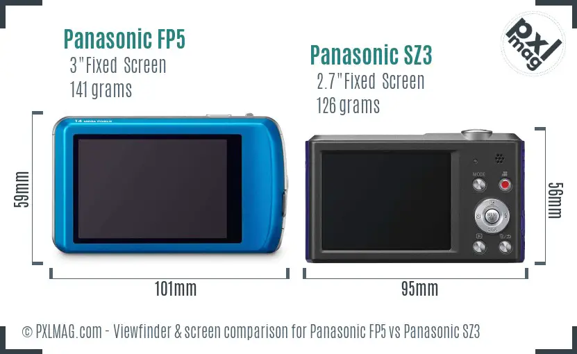 Panasonic FP5 vs Panasonic SZ3 Screen and Viewfinder comparison Panasonic FP5 vs Panasonic SZ3 Screen and Viewfinder comparison