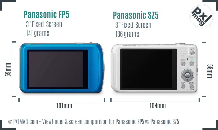 Panasonic FP5 vs Panasonic SZ5 Screen and Viewfinder comparison