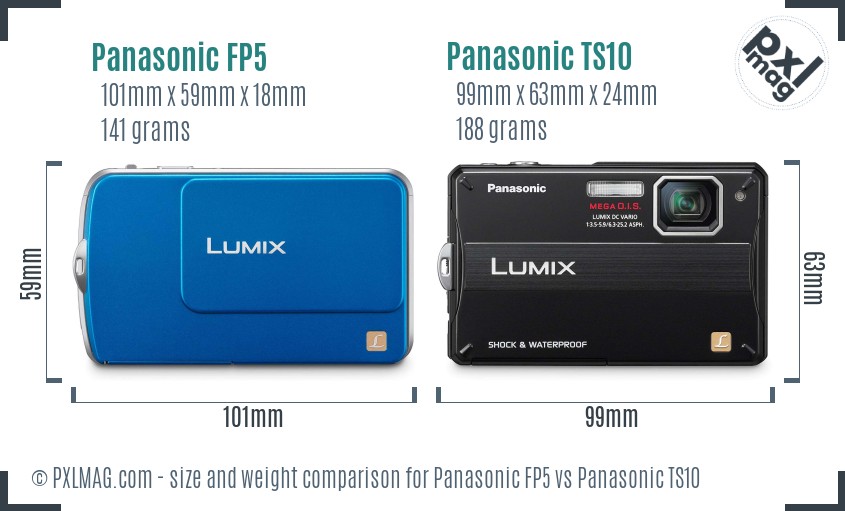 Panasonic FP5 vs Panasonic TS10 size comparison