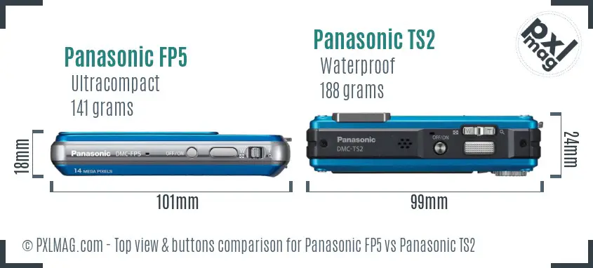 Panasonic FP5 vs Panasonic TS2 top view buttons comparison