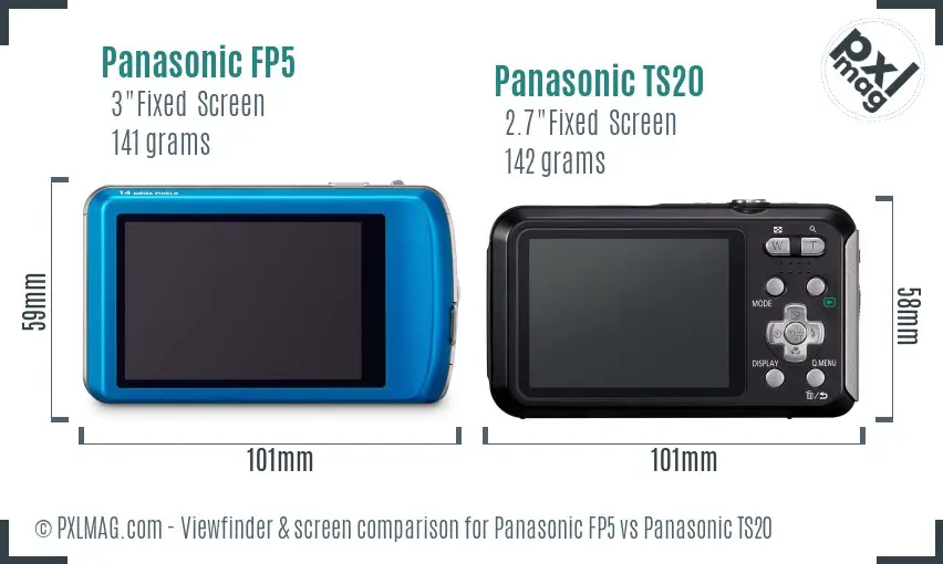 Panasonic FP5 vs Panasonic TS20 Screen and Viewfinder comparison