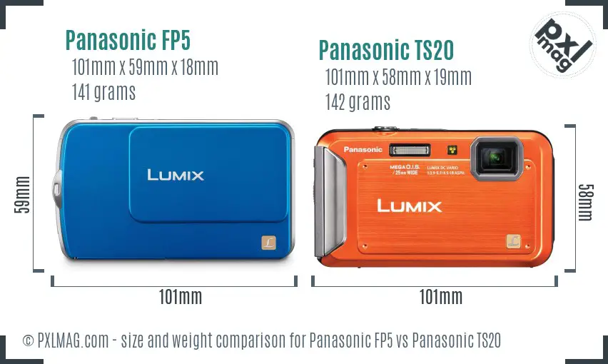 Panasonic FP5 vs Panasonic TS20 size comparison