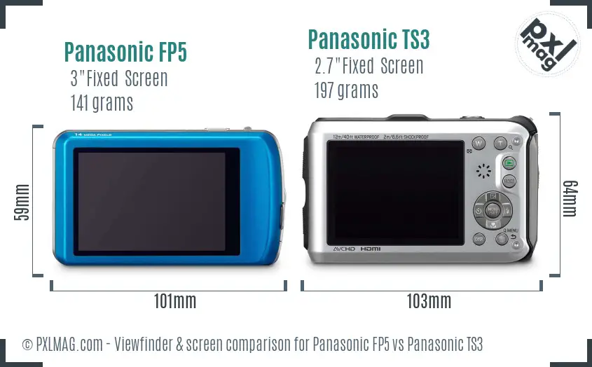 Panasonic FP5 vs Panasonic TS3 Screen and Viewfinder comparison