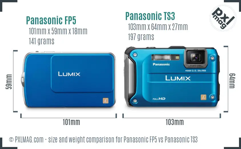 Panasonic FP5 vs Panasonic TS3 size comparison