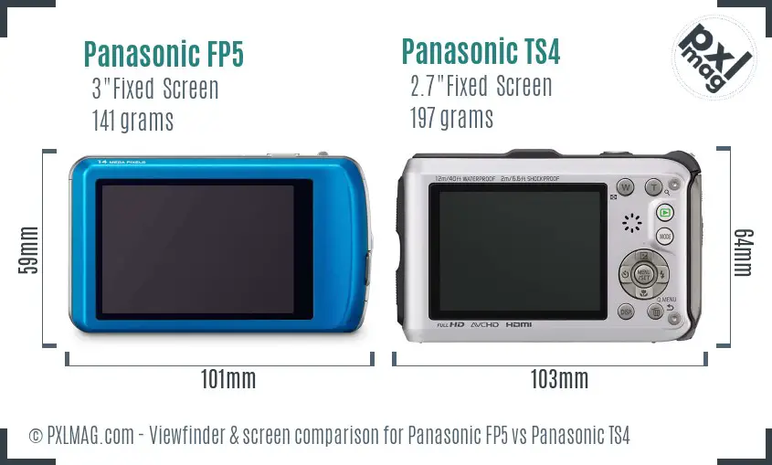 Panasonic FP5 vs Panasonic TS4 Screen and Viewfinder comparison