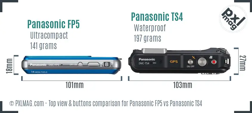Panasonic FP5 vs Panasonic TS4 top view buttons comparison