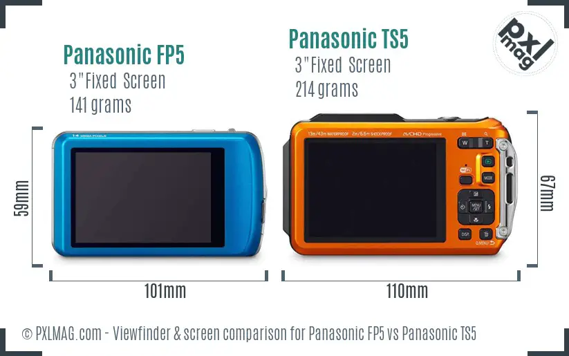 Panasonic FP5 vs Panasonic TS5 Screen and Viewfinder comparison
