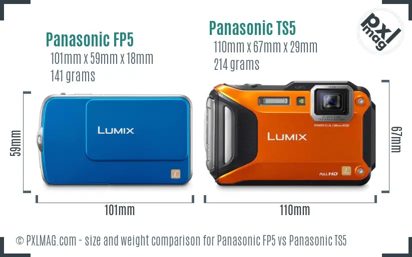 Panasonic FP5 vs Panasonic TS5 size comparison