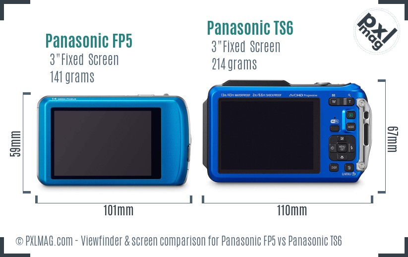 Panasonic FP5 vs Panasonic TS6 Screen and Viewfinder comparison