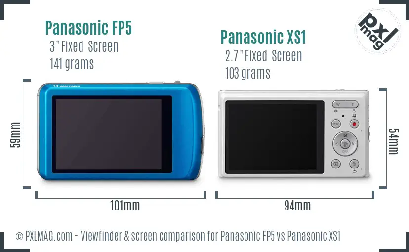 Panasonic FP5 vs Panasonic XS1 Screen and Viewfinder comparison