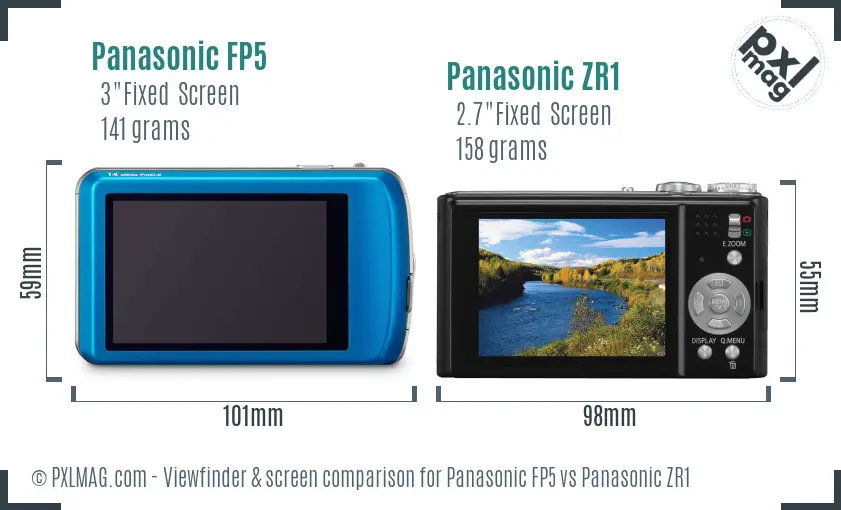 Panasonic FP5 vs Panasonic ZR1 Screen and Viewfinder comparison