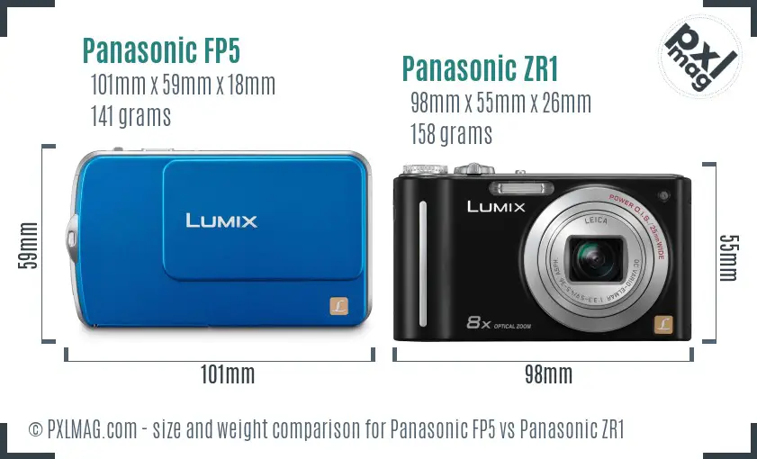 Panasonic FP5 vs Panasonic ZR1 size comparison