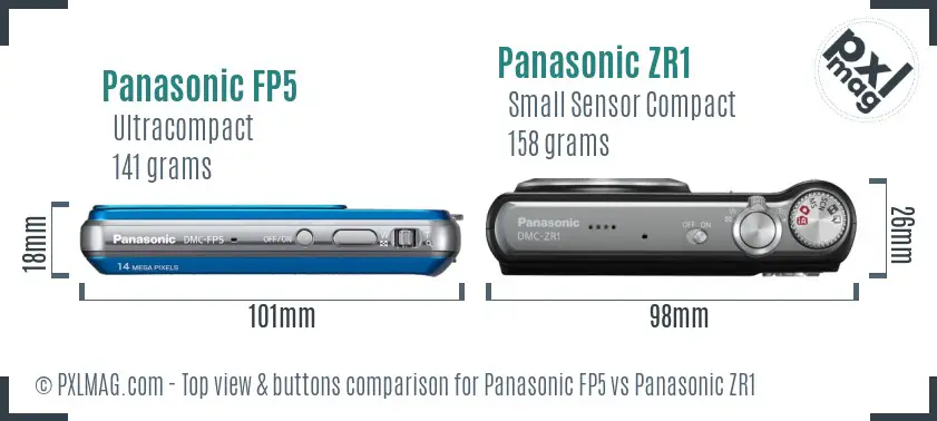 Panasonic FP5 vs Panasonic ZR1 top view buttons comparison