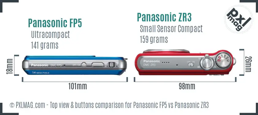 Panasonic FP5 vs Panasonic ZR3 top view buttons comparison