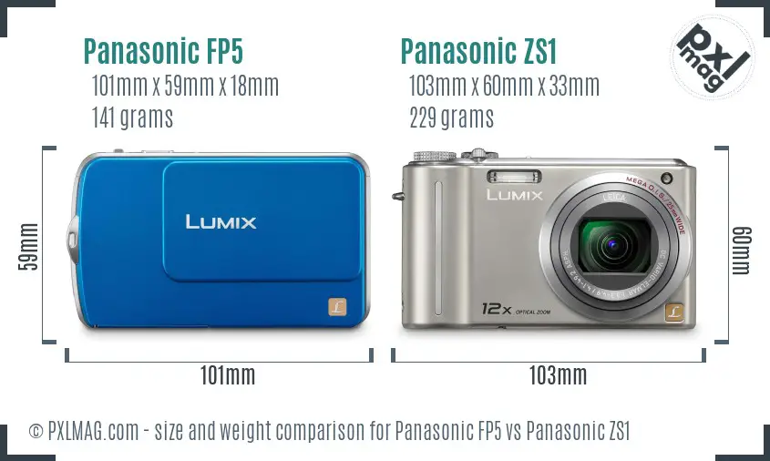 Panasonic FP5 vs Panasonic ZS1 size comparison