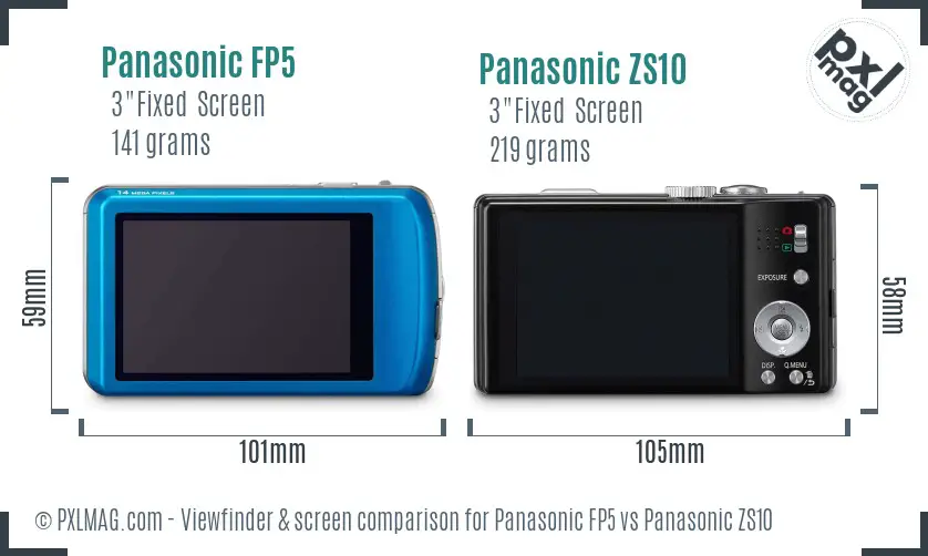 Panasonic FP5 vs Panasonic ZS10 Screen and Viewfinder comparison