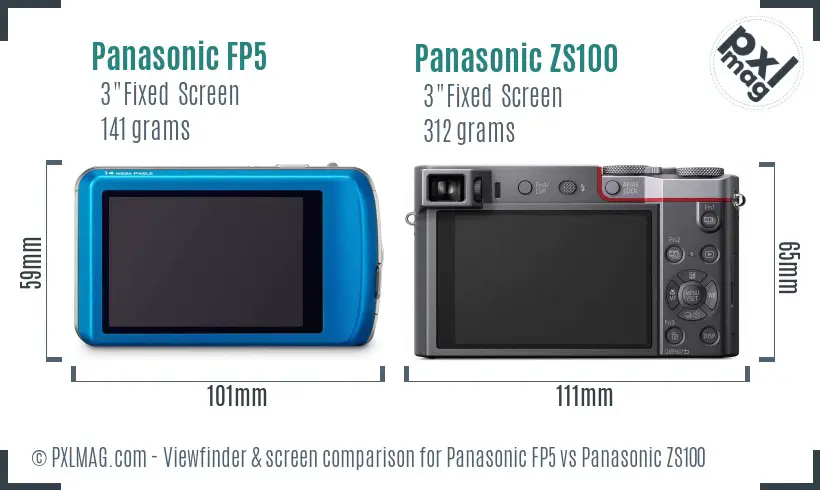 Panasonic FP5 vs Panasonic ZS100 Screen and Viewfinder comparison