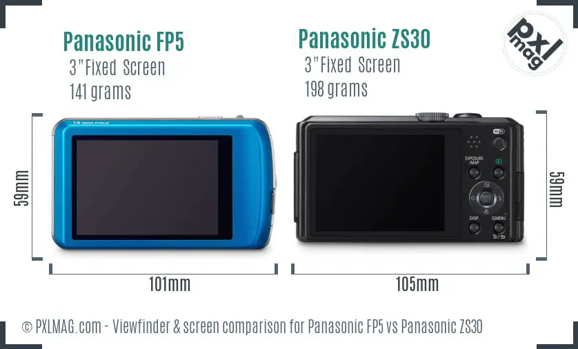 Panasonic FP5 vs Panasonic ZS30 Screen and Viewfinder comparison