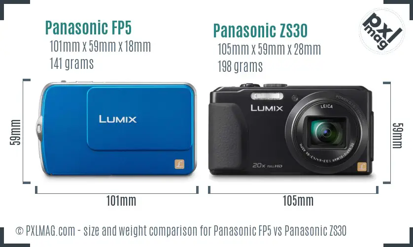 Panasonic FP5 vs Panasonic ZS30 size comparison