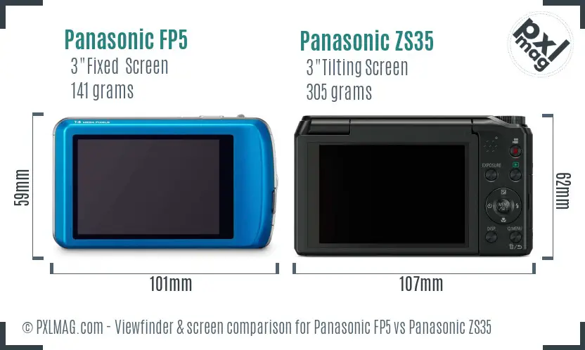 Panasonic FP5 vs Panasonic ZS35 Screen and Viewfinder comparison