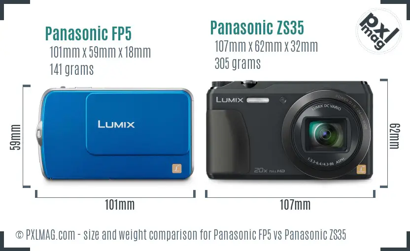 Panasonic FP5 vs Panasonic ZS35 size comparison