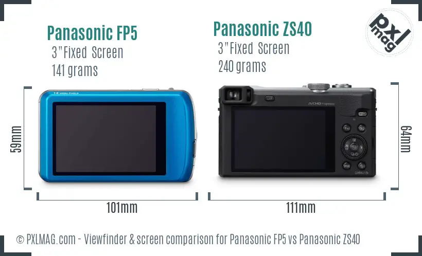 Panasonic FP5 vs Panasonic ZS40 Screen and Viewfinder comparison