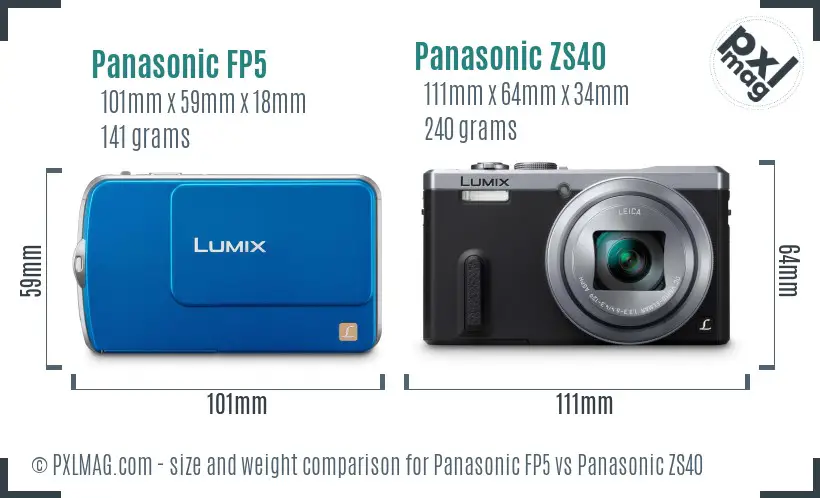 Panasonic FP5 vs Panasonic ZS40 size comparison
